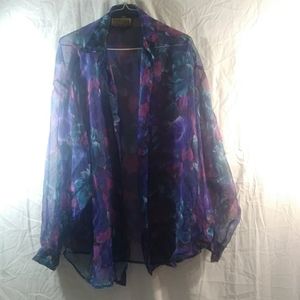 Blouse, sheer, floral pattern, Forenza, M-L
